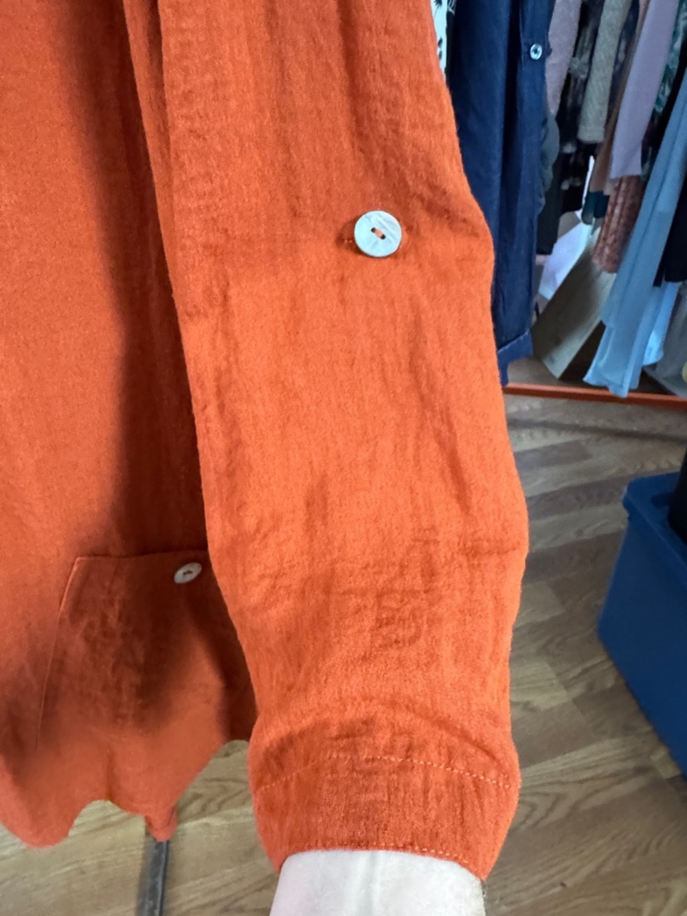 John Mark Women's Dark Orange Button-Up Top Tunic Size Medium - Picture 6 of 7